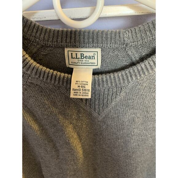 L.L Bean Cotton Cashmere Sweater Men’s Grey M Preppy Old Money Going Out - Picture 2 of 3